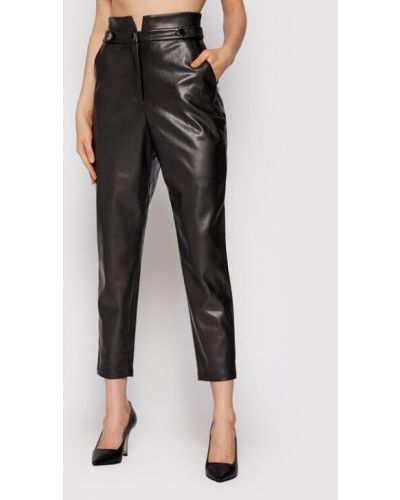 Fracomina Pantaloni din imitație de piele FR21WVD006O42001 Negru Regular Fit