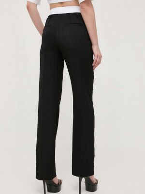 Vlněné kalhoty s vysokým pasem Victoria Beckham černé