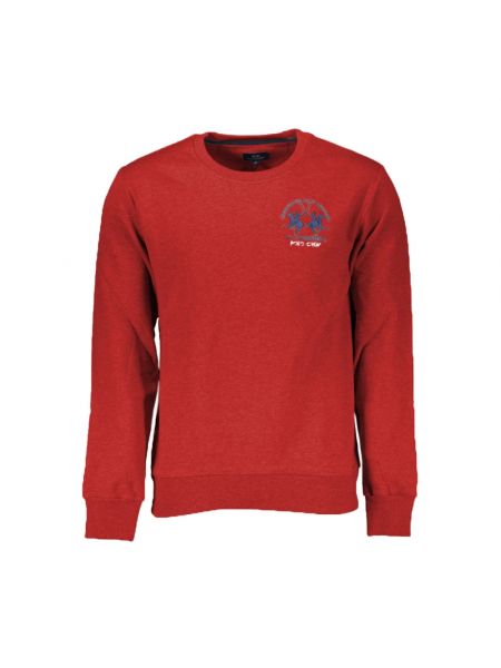 Sweatshirt mit rundhalsausschnitt mit stickerei aus baumwoll La Martina rot