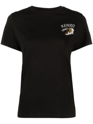 Haftowana koszulka w tygrysie prążki Kenzo czarna