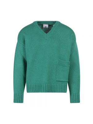 Sweter z dekoltem w serek Pt Torino zielony