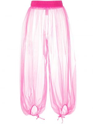 Przezroczyste spodnie tiulowe Styland różowe