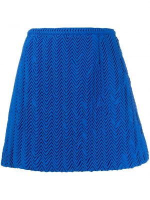 Viskózové přiléhavé mini sukně s výšivkou Marco De Vincenzo - modrá