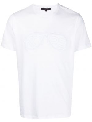 Haftowana koszulka bawełniana Michael Kors biała