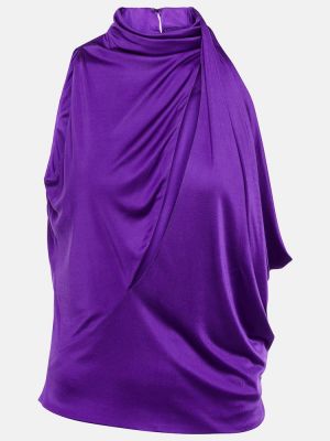 Satīna džemperis ar augstu apkakli Versace violets