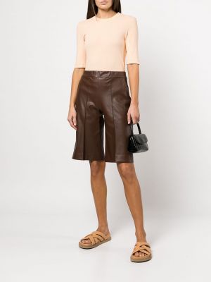 Shorts en cuir Rosetta Getty marron