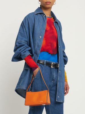 Lakovaná kožená kabelka Manu Atelier oranžová