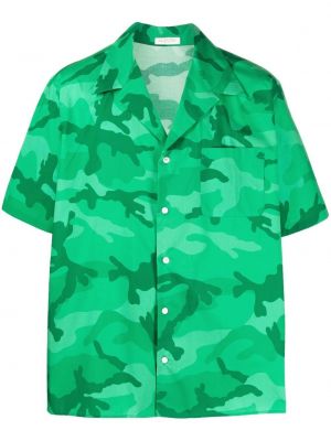 Kamuflažna srajca s potiskom Valentino Garavani zelena