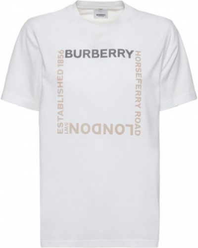 Тениска с принт от джърси Burberry бяло
