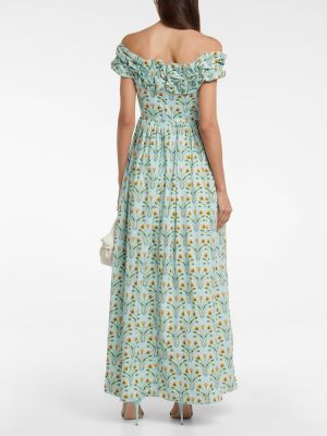 Pamučna midi haljina s cvjetnim printom Agua By Agua Bendita plava