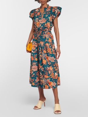 Květinové bavlněné midi sukně s vysokým pasem Ulla Johnson