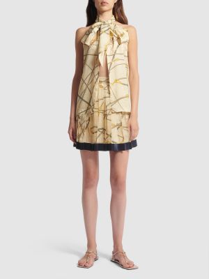 Plisované hedvábné mini sukně Versace