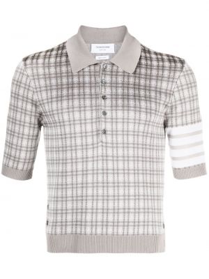 Žakarda adīti rūtainas polo krekls Thom Browne pelēks