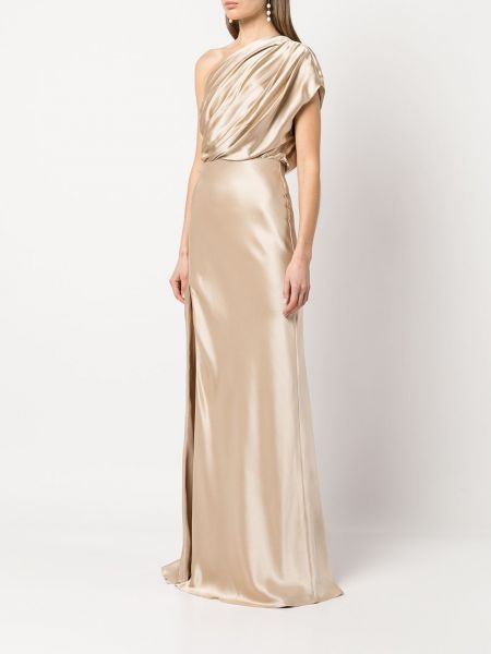 Sukienka z otwartymi plecami asymetryczna Michelle Mason brązowa
