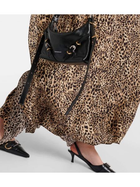 Копринена макси рокля с принт с леопардов принт Givenchy