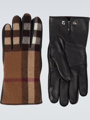 Μάλλινα δερμάτινα γάντια Burberry