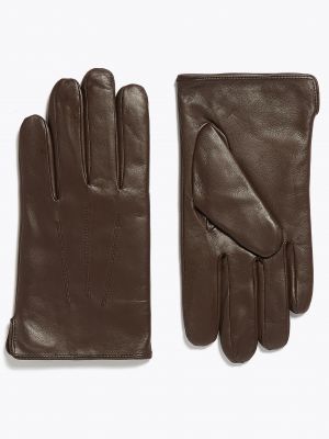 Кожаные перчатки Marks & Spencer коричневые