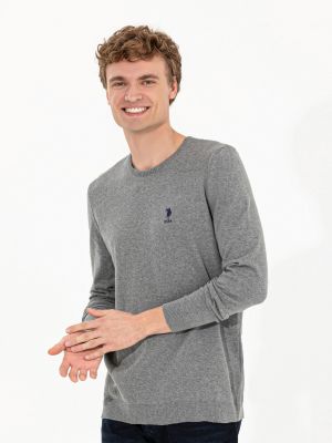 Меланжевый пуловер U.s. Polo серый