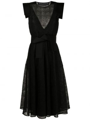 Midi šaty s výšivkou Gloria Coelho černé