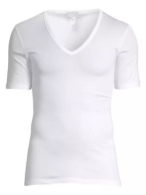 Хлопковая футболка с v-образным вырезом Hanro белая