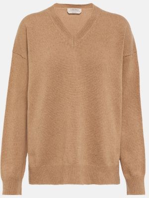 Sweter z kaszmiru S Max Mara brązowy