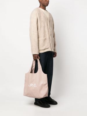 Shopper kabelka s potiskem A.p.c. růžová