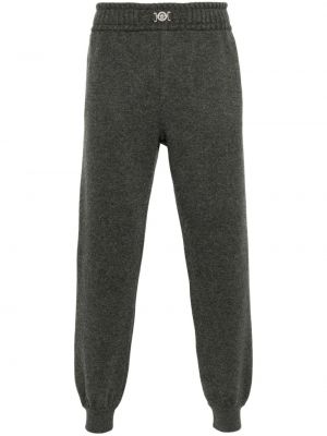 Pletené sportovní kalhoty Versace šedé