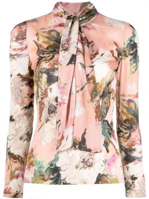 Копринена блуза на цветя с принт Dolce & Gabbana розово