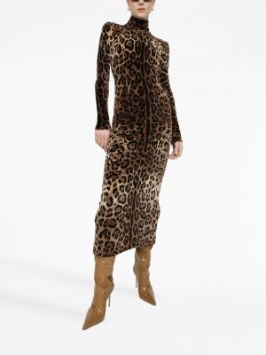 Robe de soirée à imprimé à imprimé léopard Dolce & Gabbana