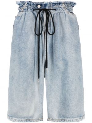 Klasické bavlněné džínové šortky s knoflíky Natasha Zinko - modrá
