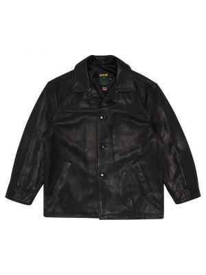 Кожаное пальто Supreme черное