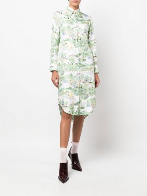 Kleid mit print Thom Browne grün