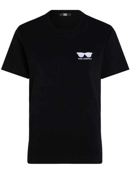 T-shirt brodé en coton Karl Lagerfeld noir