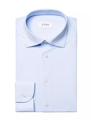 Однотонная рубашка слим Eton синяя