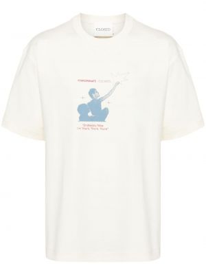 T-shirt en coton à imprimé Closed blanc