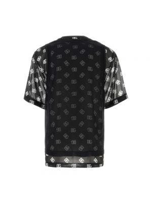 T-shirt con stampa oversize in mesh Dolce & Gabbana nero