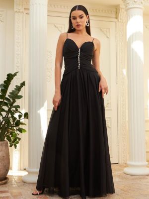 Šifoninis vakarinė suknelė Carmen juoda