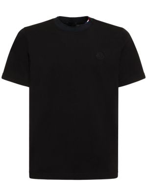 Koszulka bawełniana z dżerseju Moncler czarna
