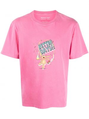Bavlněné tričko s potiskem Martine Rose růžové