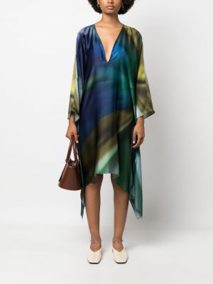 Hedvábné šaty s abstraktním vzorem Gianluca Capannolo modré