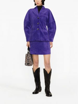 Bavlněné manšestrové mini sukně Ganni fialové