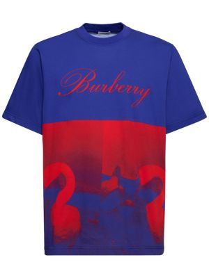 Тениска с принт Burberry синьо