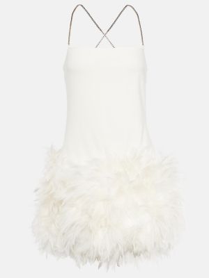 Mini vestido con plumas de plumas The Attico blanco