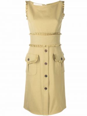 Bavlněné šaty s knoflíky bez rukávů na zip Valentino Pre-owned - zelená