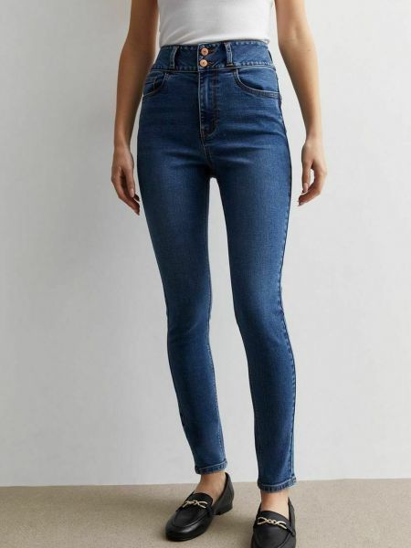 Синие джинсы скинни с высокой талией New Look
