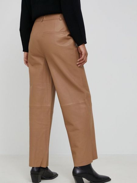 Jednobarevné kožené kalhoty s vysokým pasem Gestuz