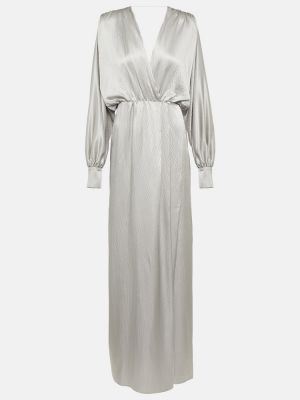 Hedvábné saténové dlouhé šaty Max Mara bílé