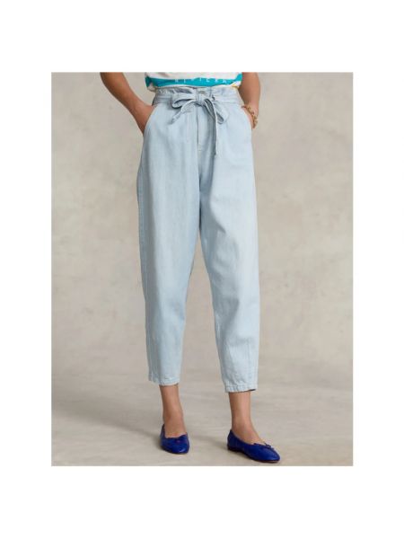 Pantalones ajustados de algodón Polo Ralph Lauren azul