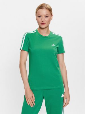 Тениска slim на райета Adidas зелено