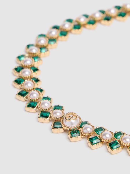 Collier avec perles en cristal Casablanca vert